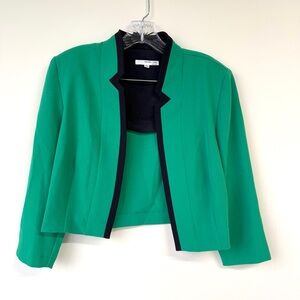 Studio One New York Size 10 Open Front Green / Black Blazer Jacket